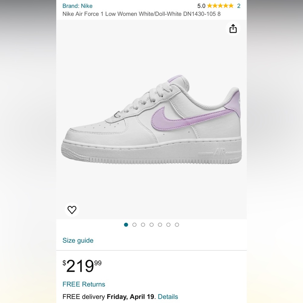 Nike Air Force 1 Low Women White/Doll-White (NEW IN BOX)